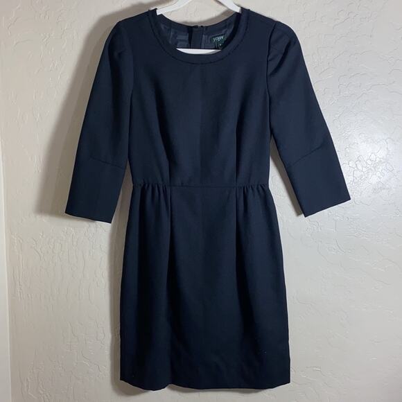 J. Crew classic black 3/4 sleeve wool blend dress - Picture 8 of 8